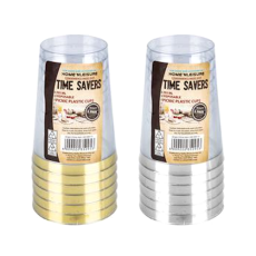 Plastic Picnic Cups with gold or silver rim